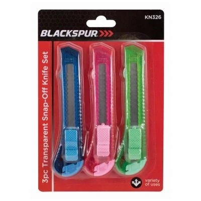 Image of 3pc Multicolour Snap Off Utility Knife Set By Blackspur