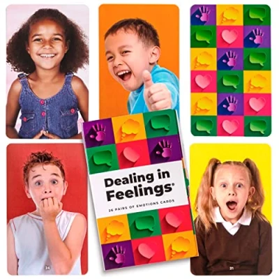 Image of Dealing in Feelings Emotions Cards Emotion Flash for Social Emotional Learning Facial Expressions Games Feeling Speech Therapy and Counseling