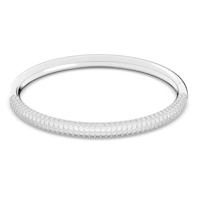 Image of Swarovski Stone bangle, White, Stainless steel