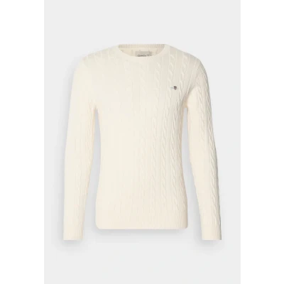 Image of GANT Cable C NECK Jumper, Men&#039;s, Size: XL, Cream