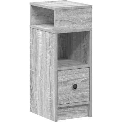 Image of vidaXL engineered wood bedside cabinet/nightstand with drawer modern grey sonoma rectangular side table bedroom furniture, 25x31x66cm