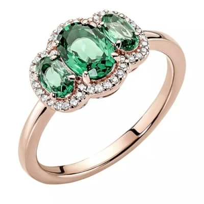 Image of Pandora , Women’s Sterling silver Cubic Zirconia Ring, Rosa Grün, 180057C01 54