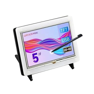 Image of Waveshare 5 inch Resistive Touch Screen LCD(B) 800*480 High Resolution HDMI USB Interface With Bicolor Bracket Case for Raspberry Pi 4/3 Model B/3B+/BB BLACK/Banana Work as Computer Monitor Windows 10/8.1/8/7