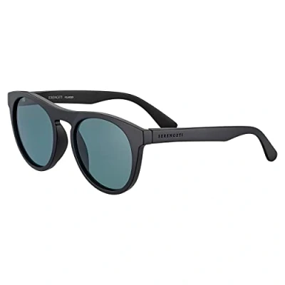 Image of Serengeti Round Mens Matte Black Saturn Polarized Petrol Blue Kingman One Size