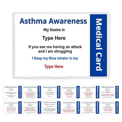 Image of QUANTUM LEAP Asthma Disability Identity Card for Hidden Disabilities (Asthma ID Card) Personalised With Your Name &amp; Emergency Contact Details