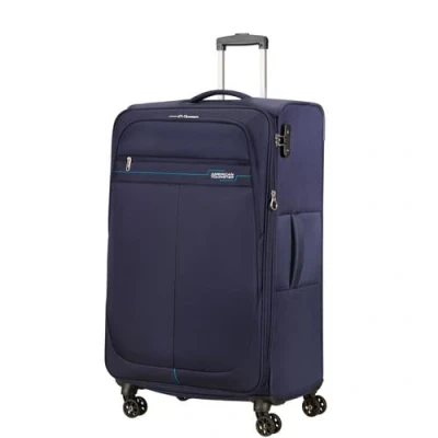 Image of American Tourister Deep Dive Spinner Suitcase Large Expandable 80cm 118L Navy