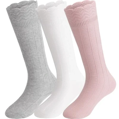 Image of DRESHOW Baby Girl Knee High Socks Toddler Dress Stocking Cotton Infant
