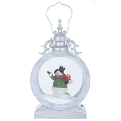 Image of Mr Crimbo Christmas Lantern Light Up Snowing Decoration Musical LED Snowman