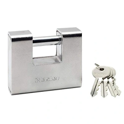 Image of Master Lock 690EURD Rectangular Zinc Padlock with Key, Grey, 10,4 x 9 2,9 cm