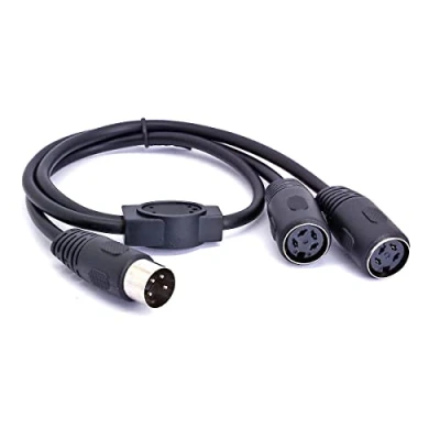 Image of HTGuoji 4 Pin DIN Connector Y Splitter Cable Adapter, Male to Dual 2 Female Power Supply Extension for Audio Digital Keyboard Devices (50cm / 1.6 FT)