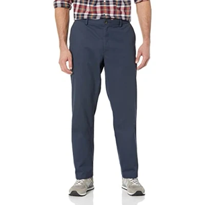 Image of Amazon Essentials Men&#039;s Straight Fit Wrinkle Resistant Flat Front Chino Trouser, Navy, 33W / 28L
