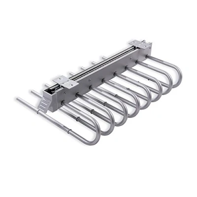 Image of Emuca pull out trouser rack for wardrobe, hanger made from steel, right hand assembly, silver grey
