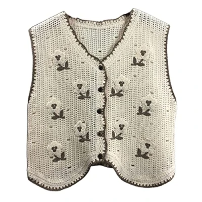 Image of Maxtonser Boho Women Crochet Knit Vest Waistcoat Floral Pattern Sleeveless V Neck Cardigan,Women
