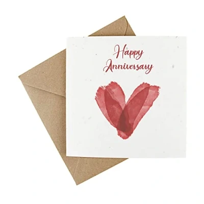 Image of Wildflower Happy Anniversary Card Eco Friendly Plantable Greeting Red Love Heart