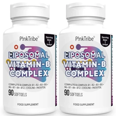 Image of Liposomal Vitamin B Complex Softgels 9 Methylated Vitamins for Easily Absorbed, B6, Folate &amp; Inositol, 10x Better Absorption, 180 Day Supply, 90 (Pack of 2)