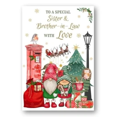Image of Second Ave Sister &amp; Brother in Law Christmas Winter Postbox Xmas Holiday Festive Greetings Card