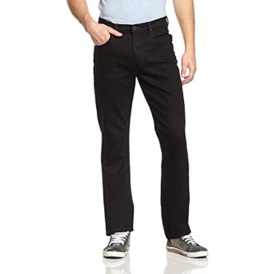 Image of Mens Lee Brooklyn Traditional Regular Straight Leg Stretch Jean Zip Fly L452 Black Denim