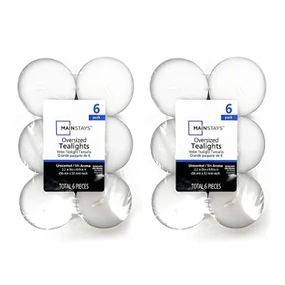 Image of OnlineStreet Tealight Candles Unscented Maxi Tealights/Oversized Tealights with Upto 10 Hours Burning Time Home Decor, Long Lasting Wax (White Oversized (Pack of 2))