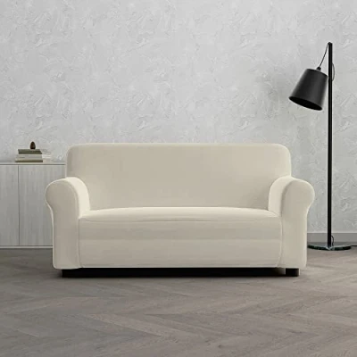 Image of Italian Bed Linen Dahlia elastic sofa cover, Cream, 2 PLACES