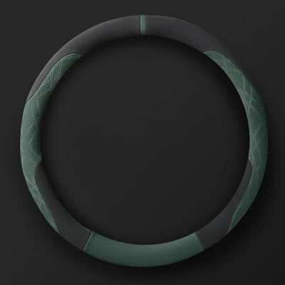 Image of dengshao Car Steering Wheel Cover for Land Rover Range Evoque 2013 2018, Suede Protector Accessory Sports Style Cover,Black Green O shape