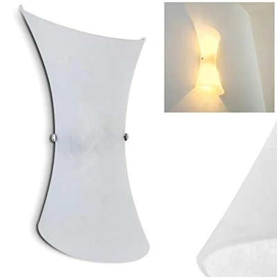 Image of Wall lamp Rivoli Made of Metal/Glass in White, Modern with up &amp; Down Effect, 2 x E14, Indoor Light Without Bulbs
