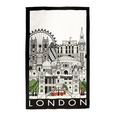 Image of London Landmarks Tea Towel Souvenir Gift Cityscape Collage Montage St Pauls New