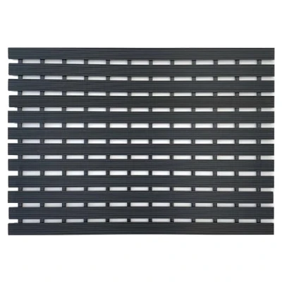 Image of Nicoman Outdoor Slatted Mat Drainage Matt Duckboard Door Garden Entrance Shed Garage Pool Non Slip Dirt Scraping Easy Clean (Black, 61 x 43 cm)