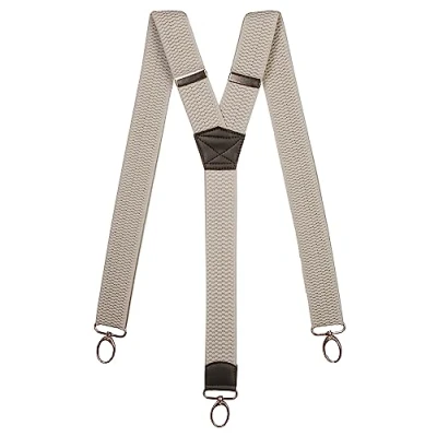 Image of Olata Heavy Duty Y Shape Braces/Suspenders with Carabiner Clips 4cm. Light Grey