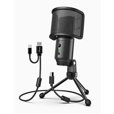 Image of FIFINE Desktop USB Microphone with Pop Filter Computer Mic Gain Control and Mute Button for Window/Mac ideal Podcast YouTube, Recording, Live Stream, Zoom, Gaming, Conference K683A