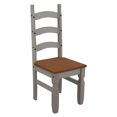 Image of Corona Grey Wax Pair of Dining Chairs Solid Pine Room Furniture