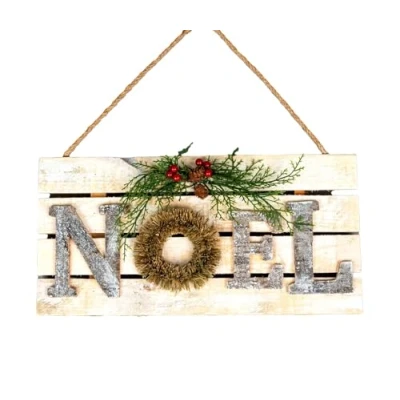 Image of Christmas Hanging Wall Sign NOEL Letters in Wooden Frame, 20x40cm Decorative Plaque, Holiday Art for Home,Door,Wall, Festive Décor