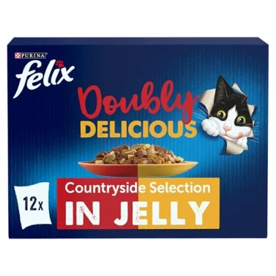 Image of FELIX Doubly Delicious Countryside Selection in Jelly Wet Cat Food 12x85g (Pack of 4)