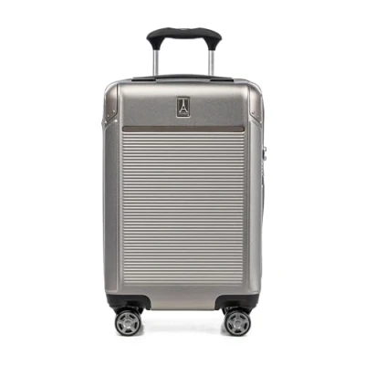Image of Travelpro Platinum Elite TSA Lock Hard Shell Case with Swivel Wheels, Polycarbonate Suitcase, Metallic Sand, Carry on 21 Inch, Lock,