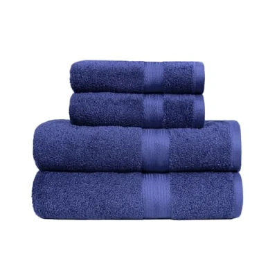 Image of Amazon Basics 4 Piece Fade resistant Bath towel set for bathroom, 100% Cotton soft and absorbent, 2 + Hand Towels, Royal Blue