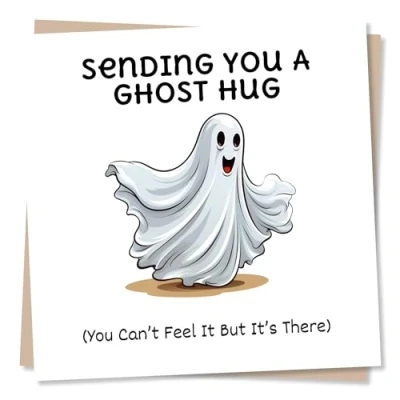 Image of Get Well Soon or Sympathy Card Sending You A Ghost Hug Made in UK