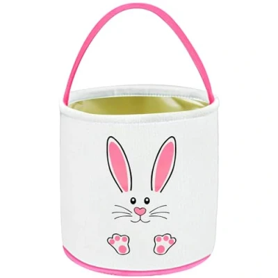 Image of Leesgel Easter Baskets for Kids, Empty Decorations Bucket Bag Box Children Girls Boys Egg Hunt Games Crafts Favours Pink