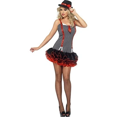 Image of Fever Women&#039;s Gangster Costume, Tutu Dress, Size: S, Colour: Black and Red, 22794