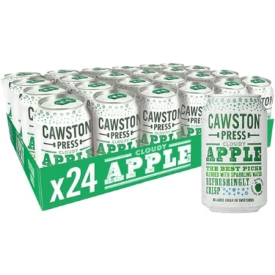 Image of Cawston Press Cloudy Apple Sparkling Juice Blended With Water And Pressed (330Ml X 24 Cans) Gluten Free Vegan No Added Sugar