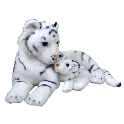Image of Wild Republic Mom and Baby White Tiger Plush, Stuffed Animal, Plush Toy, Gifts for Kids, Zoo Animals, 11 Inches