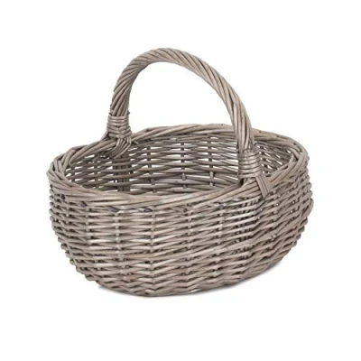Image of Red Hamper C107 Wicker Small Unlined Antique Wash Bathroom Shopping Basket