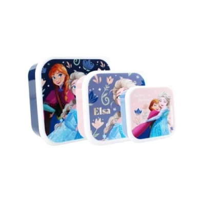Image of My sweety pop Set of 3 Frozen Snack Boxes Lunch Box Children&#039;s Nursery Kindergarten School Holiday Meal 11.5 cm Pink/Blue