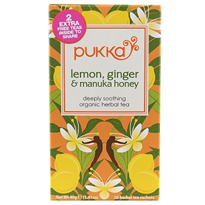 Image of Pukka Herbs Lemon &amp; Ginger + Manuka Honey Tea 20 Bags(Pack of 4)