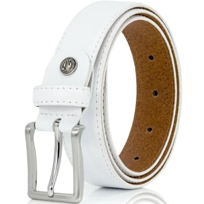Image of LINDENMANN Mens leather belt/Mens belt, belt XXL curved, white, Größe/Size:115