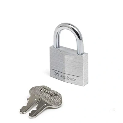 Image of Master Lock 9150EURD Key Padlock in Aluminium, Grey, 5 x 6.8 1.4 cm