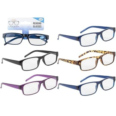 Image of PMS Louis Armand 5 Strengths Rectangular Plastic Frame Reading Glasses 1 Count Assorted Colors Perfect Everyday Eyewear