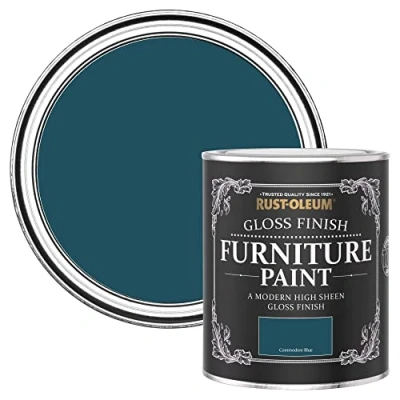 Image of Rust Oleum Blue Furniture Paint in Gloss Finish Commodore 750ml