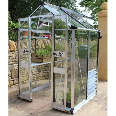 Image of 4&#039; x Halls Cotswold Birdlip Small Greenhouse with Toughened Glass (1.47m 1.32m)