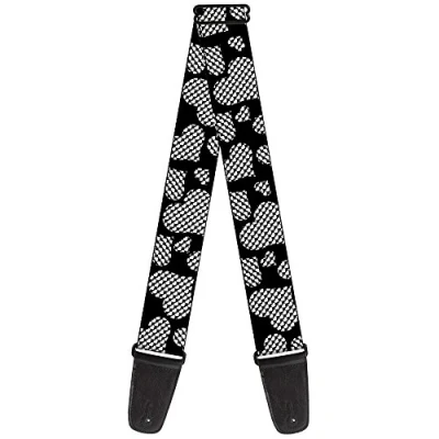 Image of Buckle Down GS W30505 &quot;Eighties Hearts Black/White&quot; Guitar Strap