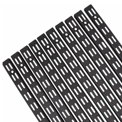 Image of EAI Twin Slot Wall Mounted Upright Shelving Pack of 10, Black, 2400mm Strong, Heavy Duty Steel Shelf For Shed, Garage, Indoor Storage Easy To Install Rack