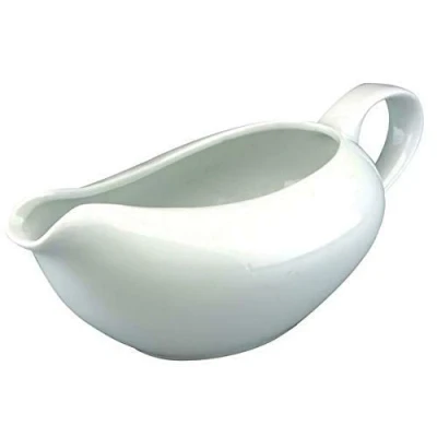 Image of Ossian Porcelain Gravy Boat Traditional White 550ml Ceramic Serving Jug for Cream Custard Sauce Perfect Dining Table Restaurant Café Wedding Roast Dinner Dishwasher Microwave Safe
